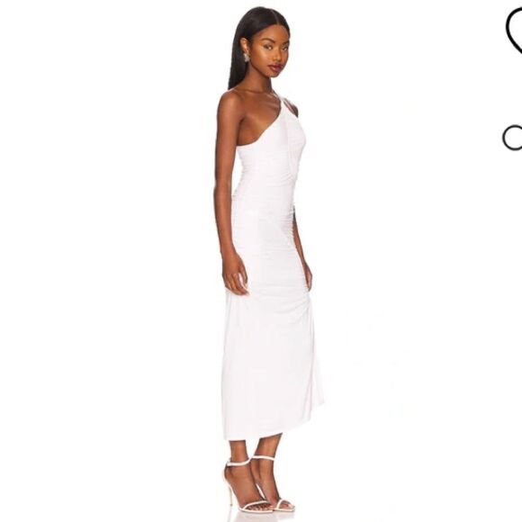 NWT Jonathan SIMKHAI Jessica Ruched Maxi Dress White Medium - Picture 16 of 16